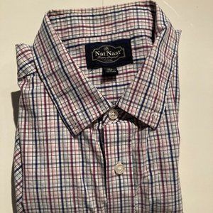 Nat Nast Mens Long Sleeve Button Down Shirt XL Multicolor Checks Cotton